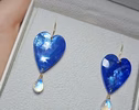 - Solid Gold 14K Heart Moonstone Earrings, Unique Earrings Design