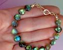 - Solid Gold 14K Labradorite Bracelet, Multi Colored Flash Labradorite Beaded Bracelet
