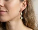 - Solid Gold 14K Labradorite Earrings with Multi Colored Flash