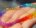 - Solid Gold 14K Multi Gemstone Bracelet, Rainbow Beaded Stacking Bracelet