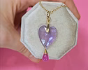 Solid Gold 14K Pink Amethyst and Pink Ruby Pendant without a Chain, Unique Ruby Charm Design