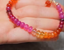 Solid Gold 14K Ruby and Mexican Fire Opal Bracelet, Multi Gemstone Bracelet