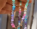 Solid Gold 14K Silk Knotted Pastel Multi Gemstone Necklace