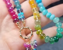 Solid Gold 14K Topaz Charm with a Multi Gemstone Cluster