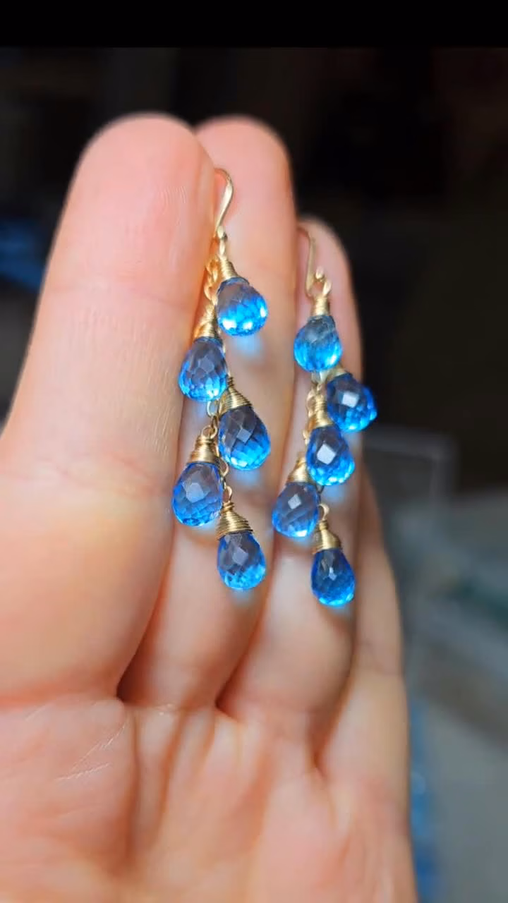 Swiss Blue Topaz Earrings, Blue Gemstone Drop Earrings