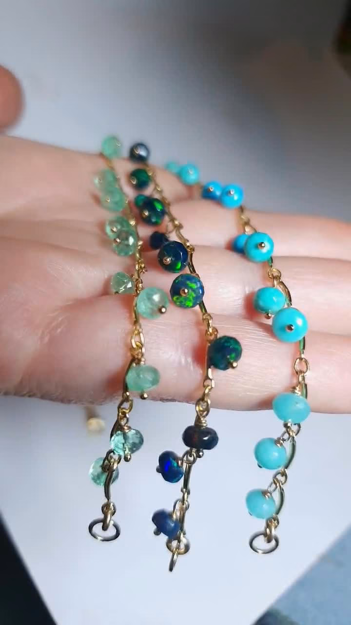 Turquoise and Amazonite Aqua Blue Gemstone Bohemian Bracelet