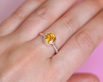 - Vibrant Yellow Citrine Ring in Sterling Silver