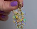 - Ethiopian Opal Earrings, Drop Cluster Gemstone Earrings in Gold Filled
