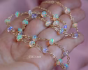 - Solid Gold 14K Ethiopian Opal and Rainbow Moonstone Gemstone Necklace, Gemmy Necklace