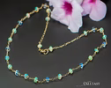 - Solid Gold 14K Ethiopian Opal and Rainbow Moonstone Gemstone Necklace, Gemmy Necklace