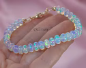 - Solid Gold 14K Ethiopian Opal Bracelet, Large Welo Opal Bracelet