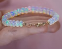 - Solid Gold 14K Ethiopian Opal Bracelet, Large Welo Opal Bracelet