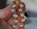 - Solid Gold 14K Ethiopian Opal Dangle Earrings, Ethiopian Opal Earrings in 14K Gold