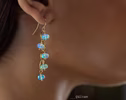 - Solid Gold 14K Ethiopian Opal Dangle Earrings, Ethiopian Opal Earrings in 14K Gold