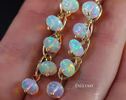 - Solid Gold 14K Ethiopian Opal Dangle Earrings, Ethiopian Opal Earrings in 14K Gold