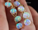 - Solid Gold 14K Ethiopian Opal Dangle Earrings, Ethiopian Opal Earrings in 14K Gold
