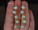 - Solid Gold 14K Ethiopian Opal Dangle Earrings, Ethiopian Opal Earrings in 14K Gold