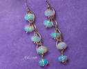 - Solid Gold 14K Ethiopian Opal Dangle Earrings, Ethiopian Opal Earrings in 14K Gold