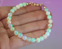 - Large Ethiopian Opal Sphere Bracelet in Gold Filled