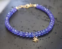 - Solid Gold 14K Gemstone Beaded Bracelet with a Charm - your choice of bracelet