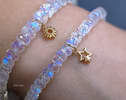 - Solid Gold 14K Gemstone Beaded Bracelet with a Charm - your choice of bracelet