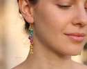 Rainbow Multi Gemstone Drop Earrings, Linear Gemstone Earrings