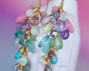 - Pastel Gemstone Cluster Earrings with Ethiopian Opals