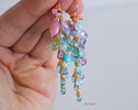 - Pastel Gemstone Cluster Earrings with Ethiopian Opals