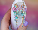 - Pastel Gemstone Cluster Earrings with Ethiopian Opals