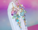 - Pastel Gemstone Cluster Earrings with Ethiopian Opals