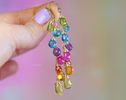 Rainbow Multi Gemstone Drop Earrings, Linear Gemstone Earrings