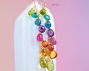 Rainbow Multi Gemstone Drop Earrings, Linear Gemstone Earrings