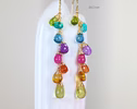Rainbow Multi Gemstone Drop Earrings, Linear Gemstone Earrings