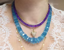 - Solid Gold 14K Santa Maria Aquamarine Necklace, Statement Gemstone Jewelry