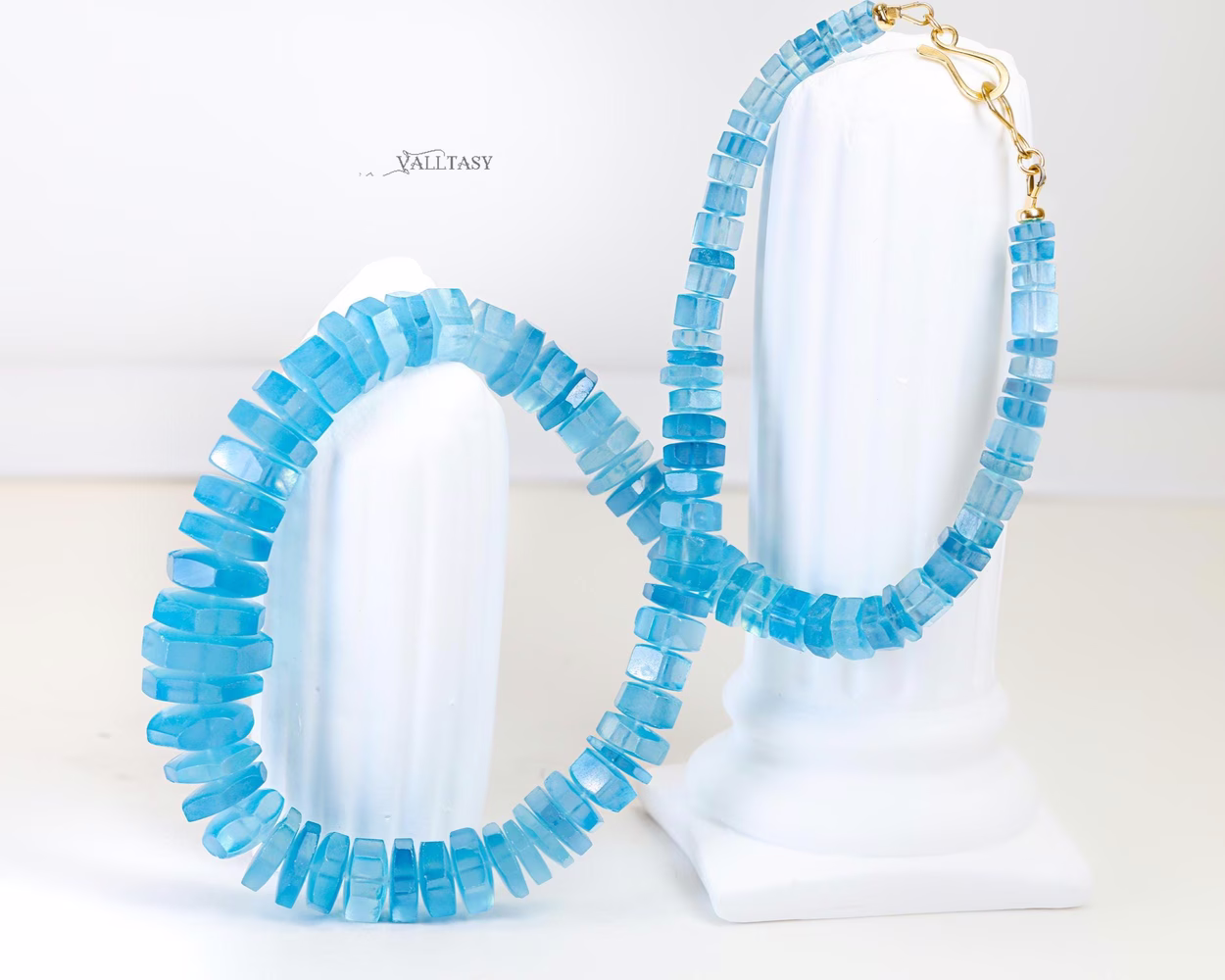 - Solid Gold 14K Santa Maria Aquamarine Necklace, Statement Gemstone Jewelry