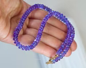 - Solid Gold 14K Tanzanite Necklace, Beaded Precious Stone Necklace