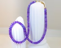 - Solid Gold 14K Tanzanite Necklace, Beaded Precious Stone Necklace