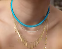 14K Solid Gold Arizona Turquoise Beaded Necklace