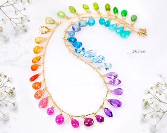 Colorful Multi Gemstone Necklace in a Rainbow Color Palette