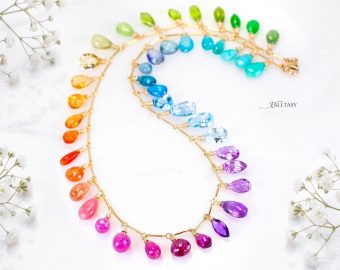 Colorful Multi Gemstone Necklace in a Rainbow Color Palette