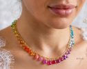 Colorful Multi Gemstone Necklace in a Rainbow Color Palette