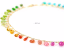 Colorful Multi Gemstone Necklace in a Rainbow Color Palette