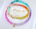 Solid Gold 14K Multi Gemstone Pastel Rainbow Beaded Necklace with a North Star Charm
