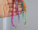 Solid Gold 14K Multi Gemstone Pastel Rainbow Beaded Necklace with a North Star Charm