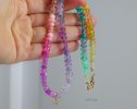 Solid Gold 14K Multi Gemstone Pastel Rainbow Beaded Necklace with a North Star Charm