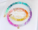 Solid Gold 14K Multi Gemstone Pastel Rainbow Beaded Necklace with a North Star Charm