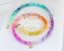 Solid Gold 14K Multi Gemstone Pastel Rainbow Beaded Necklace with a North Star Charm