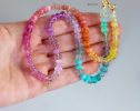Solid Gold 14K Multi Gemstone Pastel Rainbow Beaded Necklace with a North Star Charm