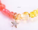 Solid Gold 14K Multi Gemstone Rainbow Beaded Necklace with a Diamond Star Charm