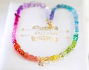 Solid Gold 14K Multi Gemstone Rainbow Beaded Necklace with a Diamond Star Charm